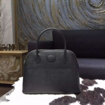 Hermes Bolide 27cm Epsom Calfskin Leather Bag Palladium Hardware Handstitched, Noir RS00606