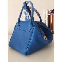 Quality Hermes Bi-Color Lindy 30cm Taurillon Clemence Calfskin Bag Handstitched, Blue Saphir CK73/Blue Izmir 7W RS05946