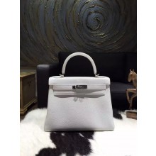 Hermes Kelly 28cm Togo Calfskin Bag Handstitched Palladium Hardware, Blanc/White RS20389