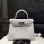 Fashion Fake Hermes Kelly 28cm Togo Calfskin Bag Handstitched Palladium Hardware, Blanc RS02718