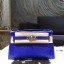 Hermes Mini Kelly Pochette 22cm Lizard Palladium Hardware Handstitched, Blue Electric 7T RS07264