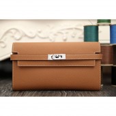 Hermes Kelly Longue Wallet In Brown Epsom Leather RS07014