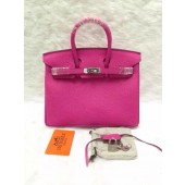 Imitation Hermes Birkin 25cm Lizard Skin Original Leather Bag Handstitched, Fuschia Pink 5J RS14925