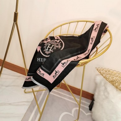 Copy AAAAA Hermes Wool Scarf Black Silver RS19907