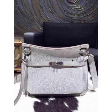 Best Hermes Jypsiere 28cm Gypsy Bag Pearl Gray CK80 Togo Palladium RS11931