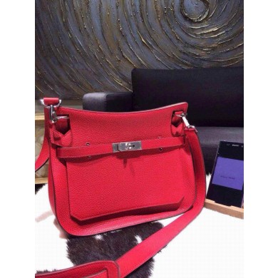 Designer Replica Hermes Jypsiere 28cm Gypsy Bag Rouge Casaque Q5 Togo Palladium RS00309