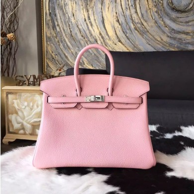 Hermes Birkin 25cm Taurillon Clemence Bag Handstitched Gold/Palladium Hardware, Rose Sakura 3Q RS21104