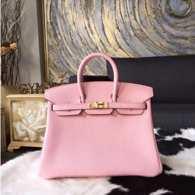 Hermes Birkin 25cm Togo Calfskin Bag Handstitched Gold/Palladium Hardware, Rose Sakura 3Q RS12173