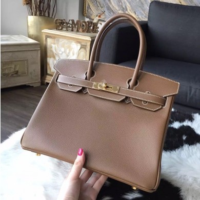 Hermes Birkin 30cm Epsom Calfskin Bag Handstitched Gold Hardware, Alezan 3G RS14840