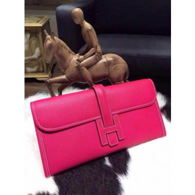 Hermes Jige Elan Clutch 29cm Epsom Calfskin Handstitched, Rose Tyrien E5 RS17664