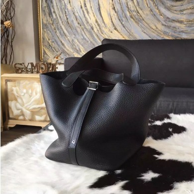 Hermes Picotin Lock Bag 18cm/22cm Taurillon Clemence Palladium Hardware Hand Stitched, Noir CK89 RS07824