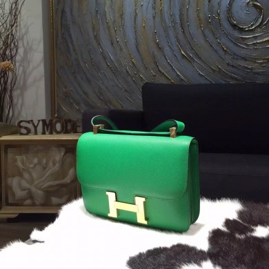 High Quality Hermes Constance 23cm Epsom Calfskin Original Leather Handstitched Gold Hardware, Bambou 1K RS09108