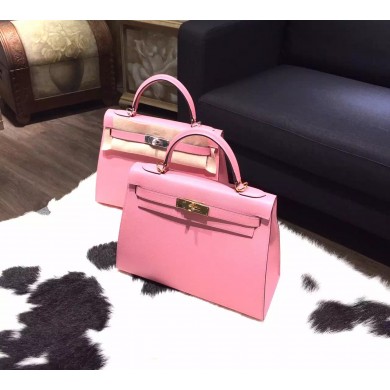 Hot Fake Hermes Kelly 28cm Epsom Calfskin Original Leather Bag Handstitched, Rose Confetti 1Q RS19437