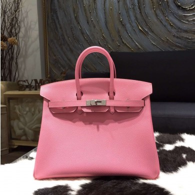 Replica Fashion Hermes Birkin 25cm/30cm Epsom Calfskin Bag Handstitched Palladium Hardware, Rose Confetti 1Q RS09466