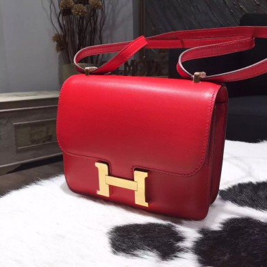 Replica Hermes Constance 18cm Swift Calfskin Gold/Palladium Hardware Handstitched, Rouge Casque Q5 RS04072