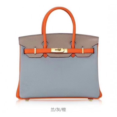 Top Hermes Horseshoe Birkin 30cm Epsom Calfskin Bag Handstitched, Mango 9Z/Rose Tyrien E5/Crocus 9W RS00333