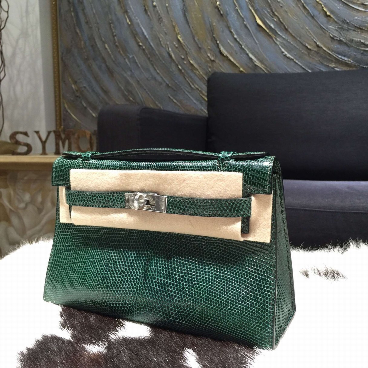 Hermes Kelly Pochette Menthe Lizard Palladium Hardware – Madison Avenue  Couture