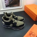 Fake Hermes Men Kaki/Noir Player Sneakers Shoes RS203216