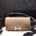 Fake AAAAA Hermes Constance Elan 23cm Tedelakt Calfskin Leather Bag Handstitched Gold Hardware, Argile 1F RS20356