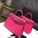 Fake Hermes Kelly 28cm/32cm Epsom Calfskin Bag Handstitched Palladium/Gold Hardware, Rose Tyrien E5 RS00321