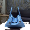 Fake Imitation Hermes Lindy 26cm/30cm Taurillon Clemence Calfskin Bag Handstitched, Blue Paradise 2T RS17317