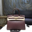 Hermes Autruche Ostrich Birkin 30cm Bag Handstitched Gold Hardware Handstitched, Marron Fonce CK45 RS19351