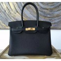 Hermes Birkin 25cm Togo Calfskin Bag Handstitched Gold Hardware, Black Noir RS02789