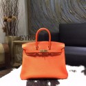 Hermes Birkin 25cm Togo Calfskin Bag Handstitched Gold Hardware, Orange CK93 RS00609