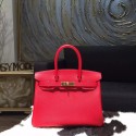 Hermes Birkin 30cm Epsom Calfskin Bag Handstitched Gold Hardware, Rouge Casaque Q5 RS10895