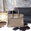 Hermes Birkin 30cm Togo Calfskin Bag Original Leather Handstitched Palladium Hardware, Etoupe CK18 RS18622