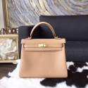 Hermes Kelly 25cm Togo Calfskin Bag Handstitched Gold Hardware, Tabac Camel CK24 RS02921