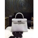 Hermes Kelly 28cm Togo Calfskin Bag Handstitched Palladium Hardware, Blanc White RS19203