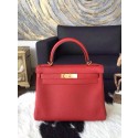 Hermes Kelly 28cm Togo Hand Stitched Palladium, Rouge Garance CK54 RS10941