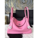 Hermes Lindy 26cm/30cm Taurillon Clemence Calfskin Palladium Hardware Handstitched, Pink 5P RS03120