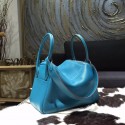 Hermes Lindy 26cm Taurillon Clemence Calfskin Bag Handstitched, Blue Izmir 7W RS11764