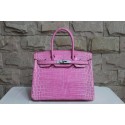 Hermes Shiny Alligator Crocodile Birkin 30cm Palladium Hardware Handstitched, Violet 5C RS08488