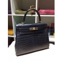 Imitation Hermes Kelly 28cm Matte Alligator Gold Hardware, Noir C89 RS12046