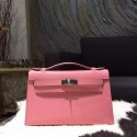 Imitation Hermes Mini Kelly Pochette 22cm Epsom Calfskin Bag Handstitched Palladium Hardware, Rose Confetti 1Q RS04451