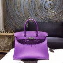 Luxury Hermes Birkin 30cm Epsom Calfskin Bag Handstitched Palladium Hardware, Crocus 9W RS03851