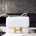 Quality Hermes Constance 23cm Epsom Calfskin Original Leather Handstitched Gold Hardware, White RS08064