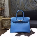 Replica Hermes Birkin 30cm Epsom Calfskin Bag Palladium Hardware Handstitched, Mykonos 7Q RS15767