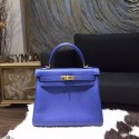 Replica Hermes Kelly 25cm Togo Calfskin Original Leather Bag Handstitched Gold Hardware, Blue Electric 7T RS17841