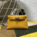 High Imitation Hermes Kelly Mini II In Original leather 20cm Silver Hardware Bag RS26227