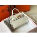 Replica Hermes Kelly Mini II Bag In Original leather 20cm Golden Hardware White Bag RS26213