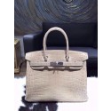 Replica Hermes Shiny Alligator Crocodile Birkin 30cm Palladium Hardware Handstitched, Parchemin 3C RS17562