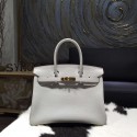 Replica High Quality Hermes Birkin 30cm Taurillon Clemence Calfskin Original Leather Bag Handstitched Gold Hardware, Pearl Grey CK80 RS17035