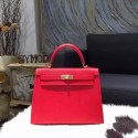 Replica Top Hermes Kelly 28cm Epsom Calfskin Bag Gold Hardware Handstitched, Rouge Casaque Q5 RS16777