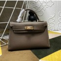 Replica Hermes Kelly Mini II In Original leather 20cm Golden Hardware Brown Bag RS262321