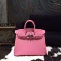 Top Copy Hermes Birkin 25cm Epsom Calfskin Bag Handstitched Palladium Hardware, Rose Confetti 1Q RS08848