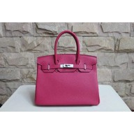 Hermes Birkin 25cm Lizard Skin Original Leather Bag Handstitched Silver Hardware, Fuschia Pink 5J RS01696